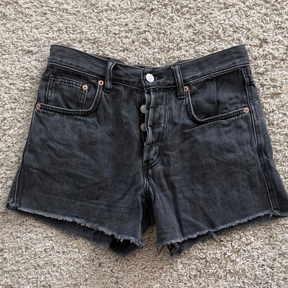 Free People | We The Free Ivy MidRise Black Denim Shorts